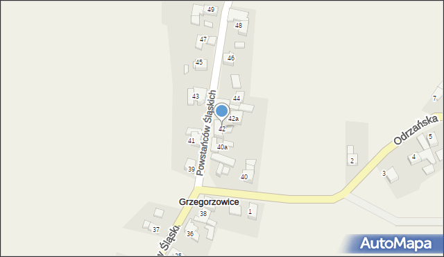 Grzegorzowice, Powstańców Śląskich, 42, mapa Grzegorzowice