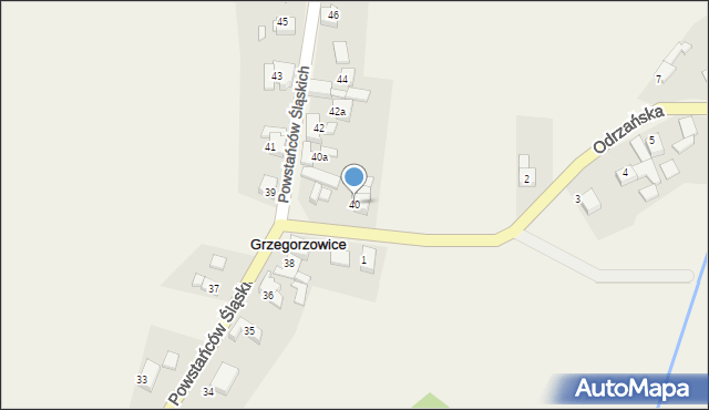 Grzegorzowice, Powstańców Śląskich, 40, mapa Grzegorzowice