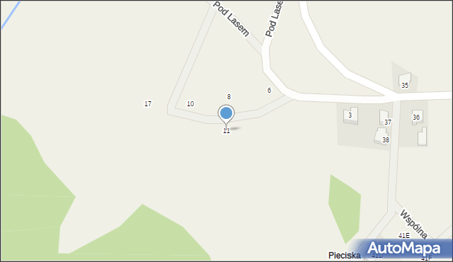 Grzybno, Pod Lasem, 11, mapa Grzybno