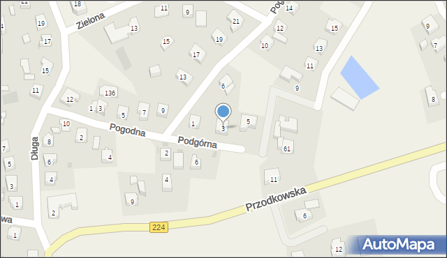 Grzybno, Podgórna, 3, mapa Grzybno