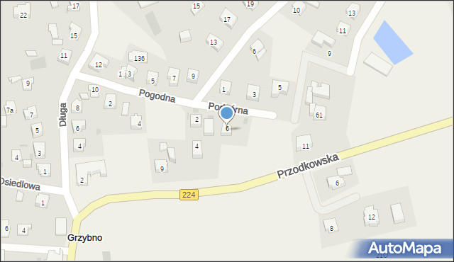 Grzybno, Pogodna, 60, mapa Grzybno