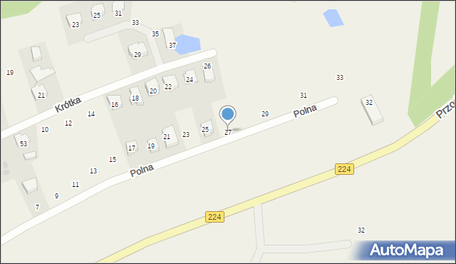 Grzybno, Polna, 27, mapa Grzybno