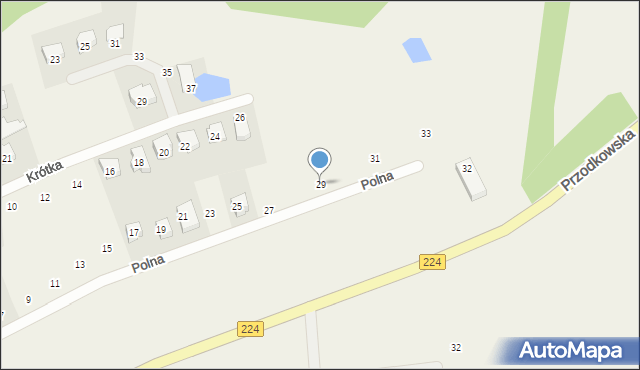 Grzybno, Polna, 29, mapa Grzybno