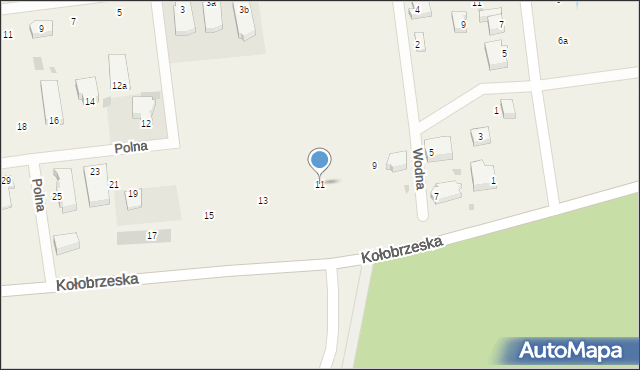 Grzybowo, Polna, 11, mapa Grzybowo