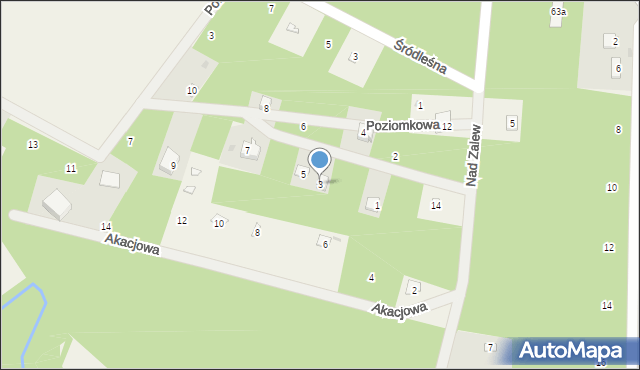 Grzymek, Poziomkowa, 3, mapa Grzymek