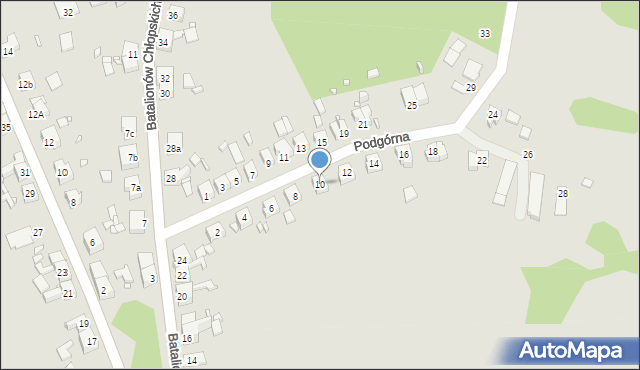 Gubin, Podgórna, 10, mapa Gubin