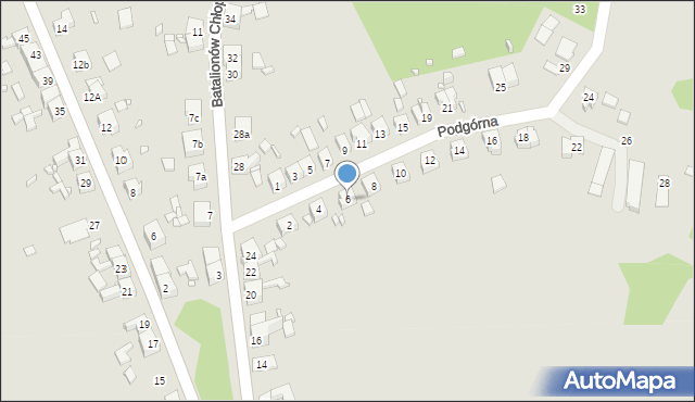 Gubin, Podgórna, 6, mapa Gubin