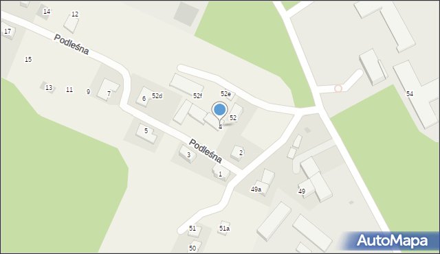 Gutkowo, Podleśna, 4, mapa Gutkowo