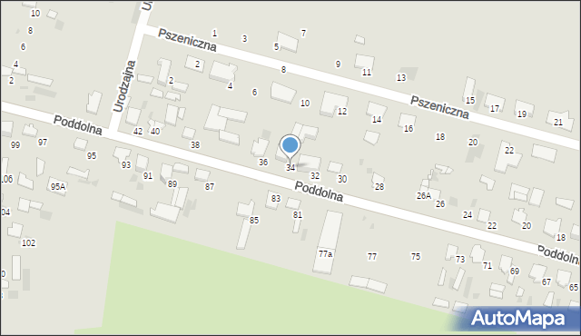 Hajnówka, Poddolna, 34, mapa Hajnówka