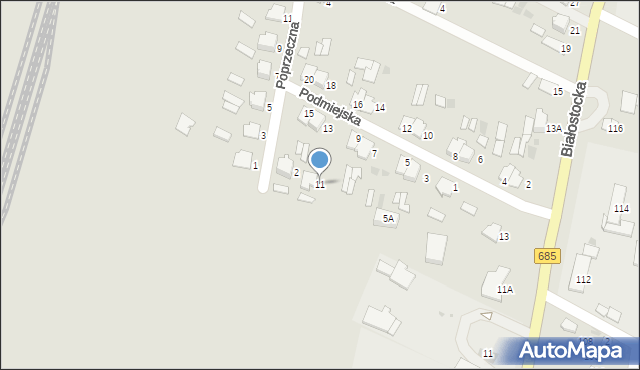 Hajnówka, Podmiejska, 11, mapa Hajnówka