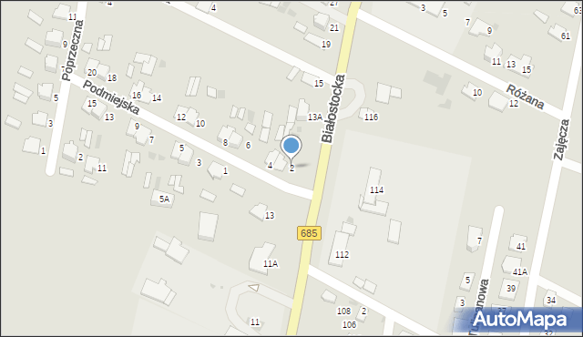 Hajnówka, Podmiejska, 2, mapa Hajnówka