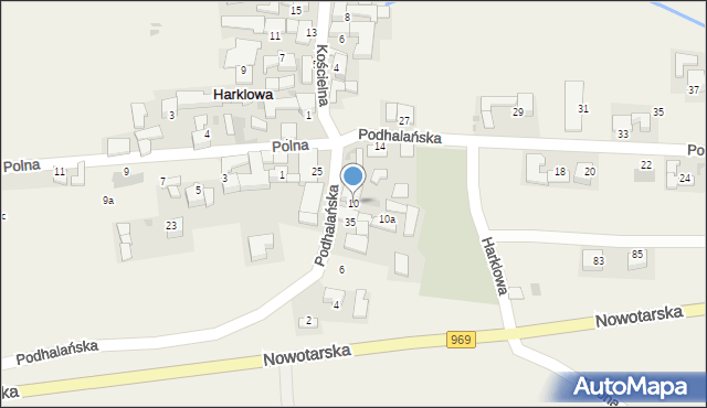 Harklowa, Podhalańska, 10, mapa Harklowa