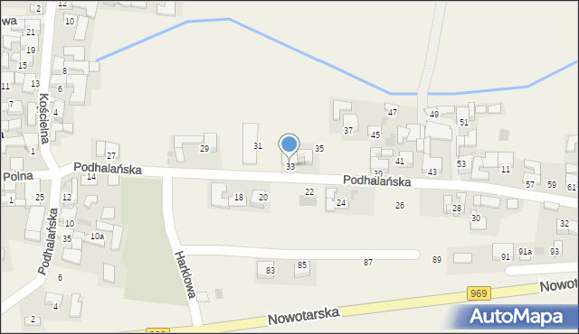 Harklowa, Podhalańska, 33, mapa Harklowa