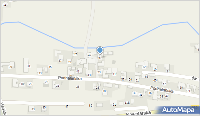 Harklowa, Podhalańska, 51, mapa Harklowa