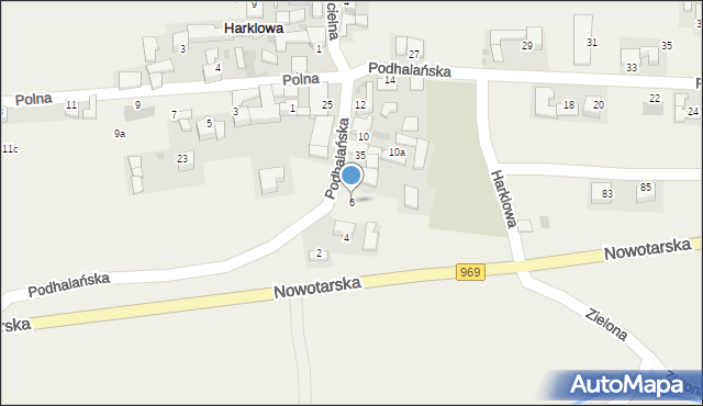 Harklowa, Podhalańska, 6, mapa Harklowa