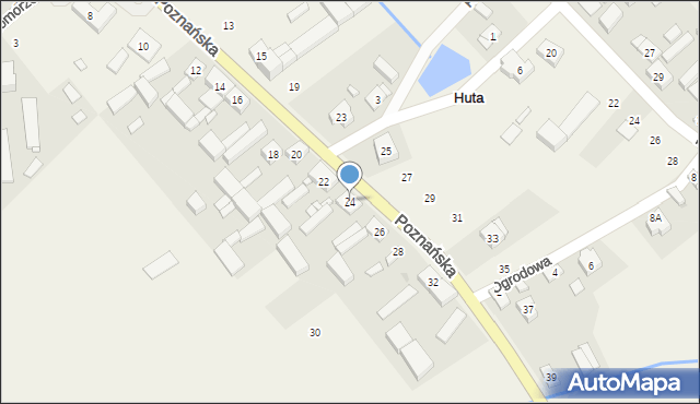 Huta, Poznańska, 24, mapa Huta