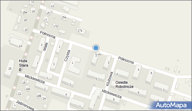 Huta Stara B, Północna, 2, mapa Huta Stara B