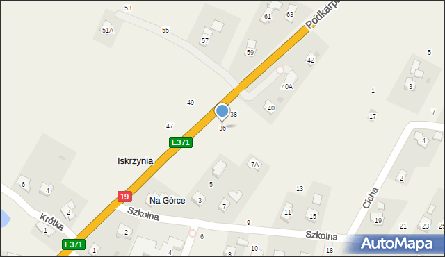 Iskrzynia, Podkarpacka, 36, mapa Iskrzynia