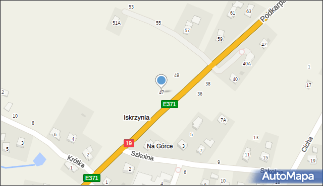 Iskrzynia, Podkarpacka, 47, mapa Iskrzynia
