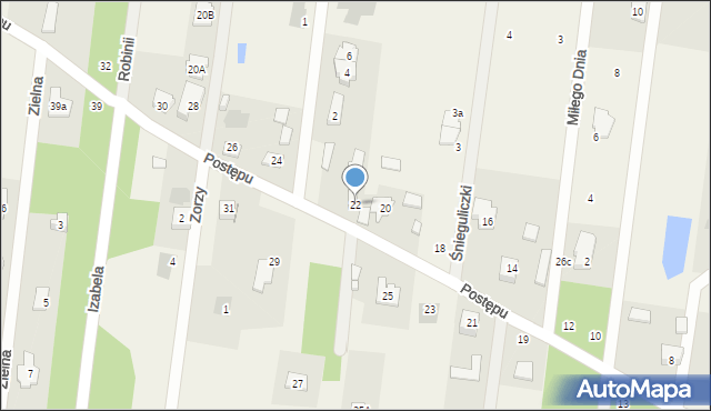 Izabela, Postępu, 22, mapa Izabela