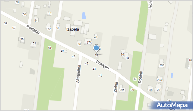 Izabela, Postępu, 38, mapa Izabela