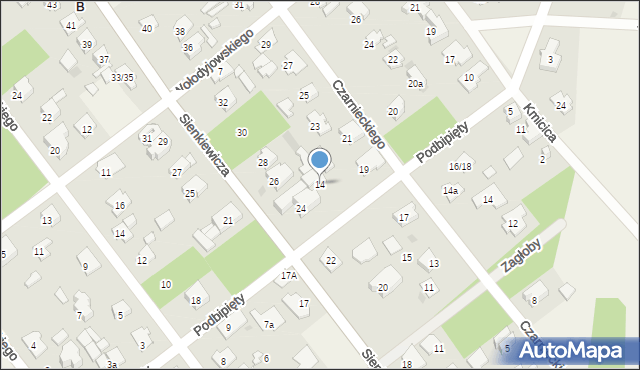 Izabelin B, Podbipięty Longinusa, 14, mapa Izabelin B