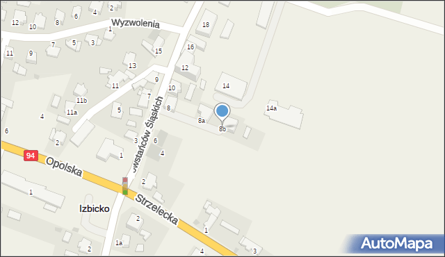 Izbicko, Powstańców Śląskich, 8b, mapa Izbicko