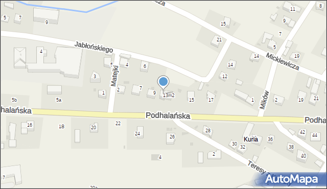 Jabłonka, Podhalańska, 11, mapa Jabłonka