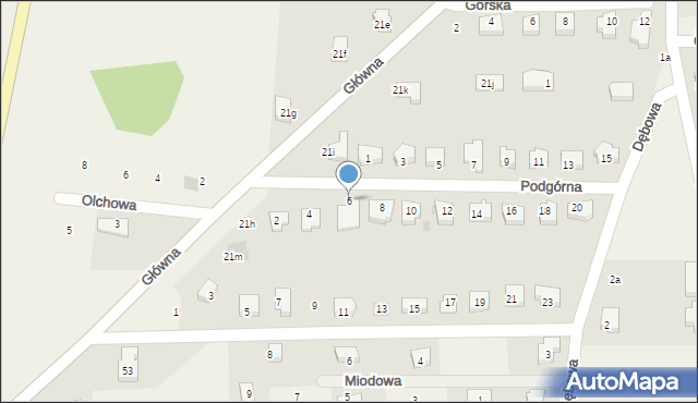 Jaczów, Podgórna, 6, mapa Jaczów