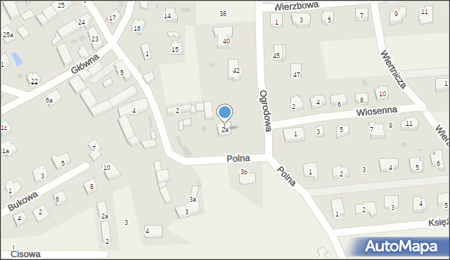 Jaczów, Polna, 2a, mapa Jaczów