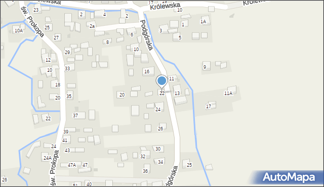 Jadowniki, Podgórska, 22, mapa Jadowniki