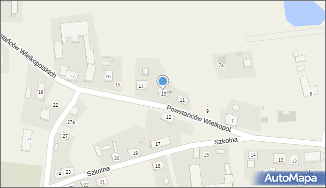 Jaksice, Powstańców Wielkopolskich, 13, mapa Jaksice