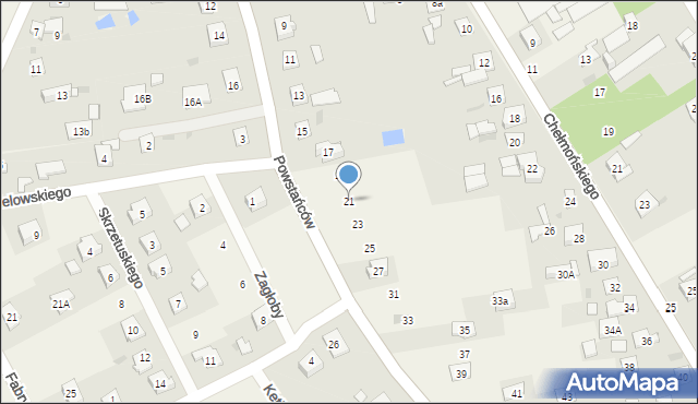 Jaktorów, Powstańców, 21, mapa Jaktorów