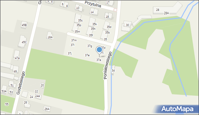 Janki, Poniatowskiego, 37b, mapa Janki