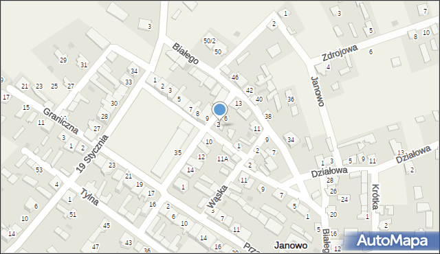 Janowo, Poprzeczna, 4, mapa Janowo