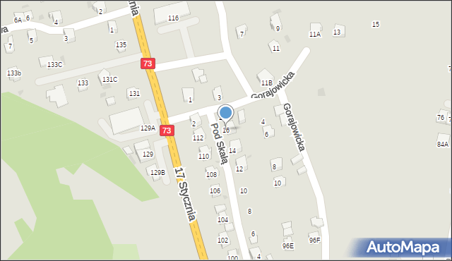 Jasło, Pod Skałą, 16, mapa Jasła