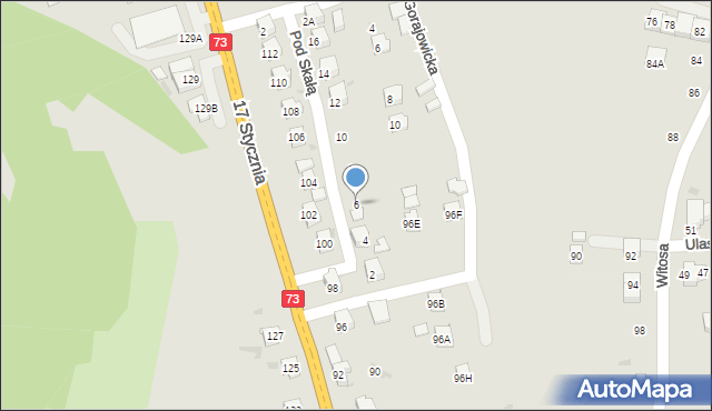 Jasło, Pod Skałą, 6, mapa Jasła