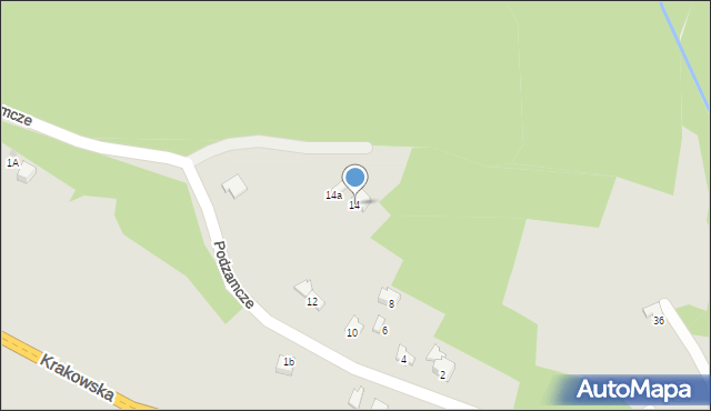 Jasło, Podzamcze, 14, mapa Jasła