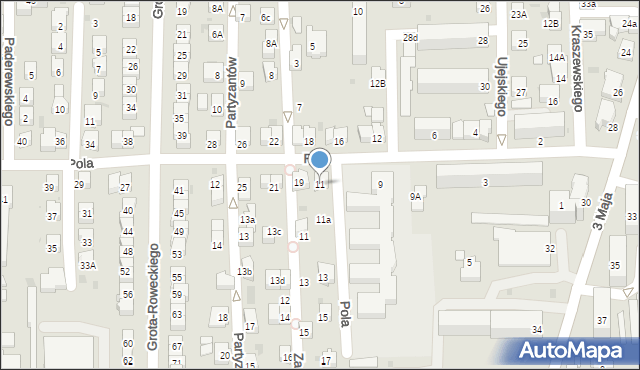 Jasło, Pola Wincentego, 11, mapa Jasła