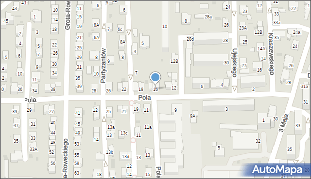 Jasło, Pola Wincentego, 16, mapa Jasła
