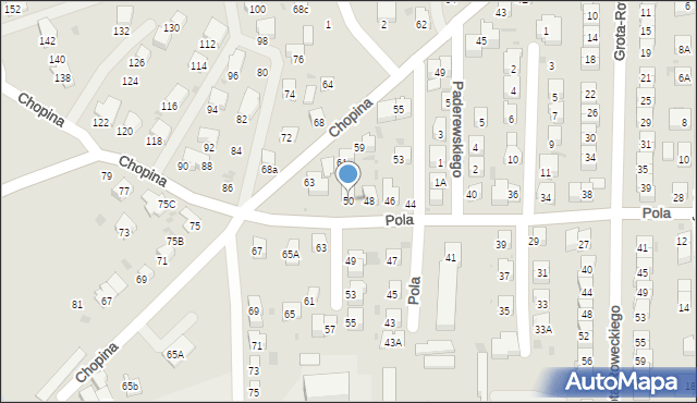 Jasło, Pola Wincentego, 50, mapa Jasła
