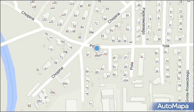 Jasło, Pola Wincentego, 65A, mapa Jasła