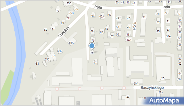 Jasło, Pola Wincentego, 75, mapa Jasła