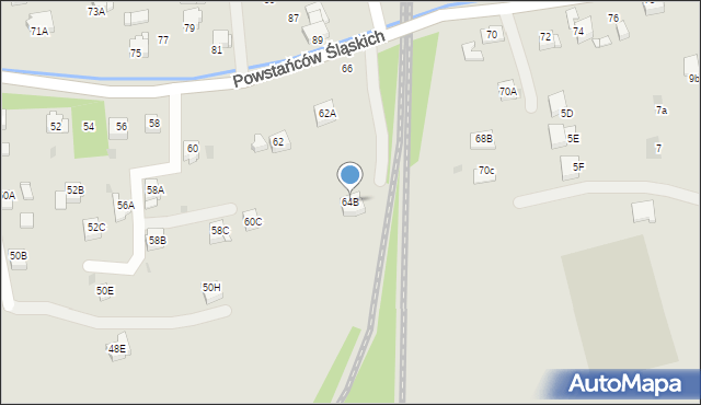 Jastrzębie-Zdrój, Powstańców Śląskich, 64B, mapa Jastrzębie-Zdrój