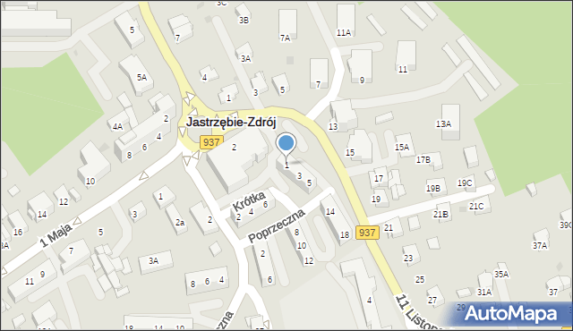 Jastrzębie-Zdrój, Poprzeczna, 1, mapa Jastrzębie-Zdrój