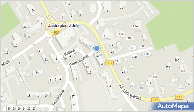 Jastrzębie-Zdrój, Poprzeczna, 14, mapa Jastrzębie-Zdrój