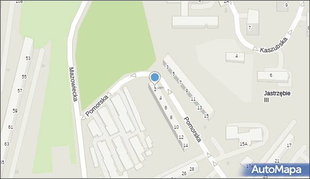 Jastrzębie-Zdrój, Pomorska, 2, mapa Jastrzębie-Zdrój