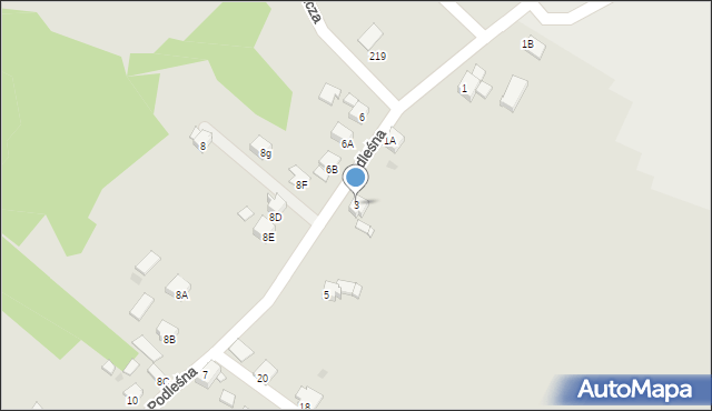 Jastrzębie-Zdrój, Podleśna, 3, mapa Jastrzębie-Zdrój