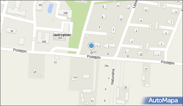 Jastrzębiec, Postępu, 34, mapa Jastrzębiec