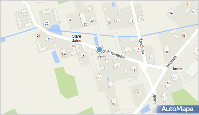 Jatne, Polnych Kwiatów, 13, mapa Jatne